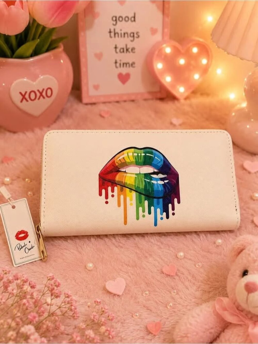 Rainbow Drip Lips Women's Wallet NWT